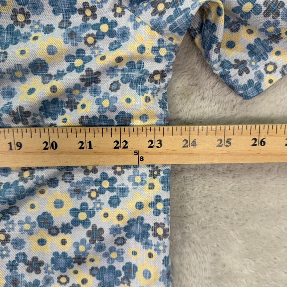 Toes on the Nose Mens XXL Button Front Shirt Blue Yellow Floral Aloha Surf EUC - Picture 4 of 6